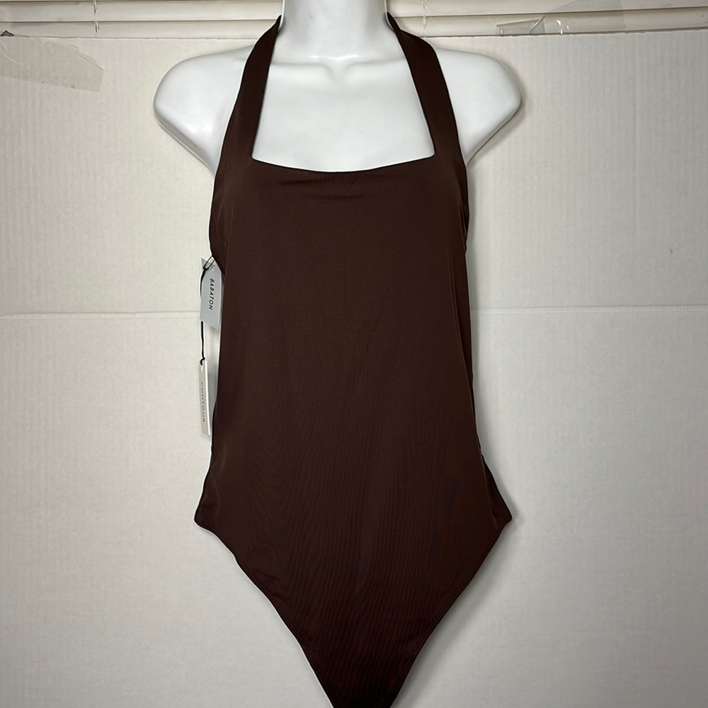 Babaton Chocolate Brown Halter Bodysuit